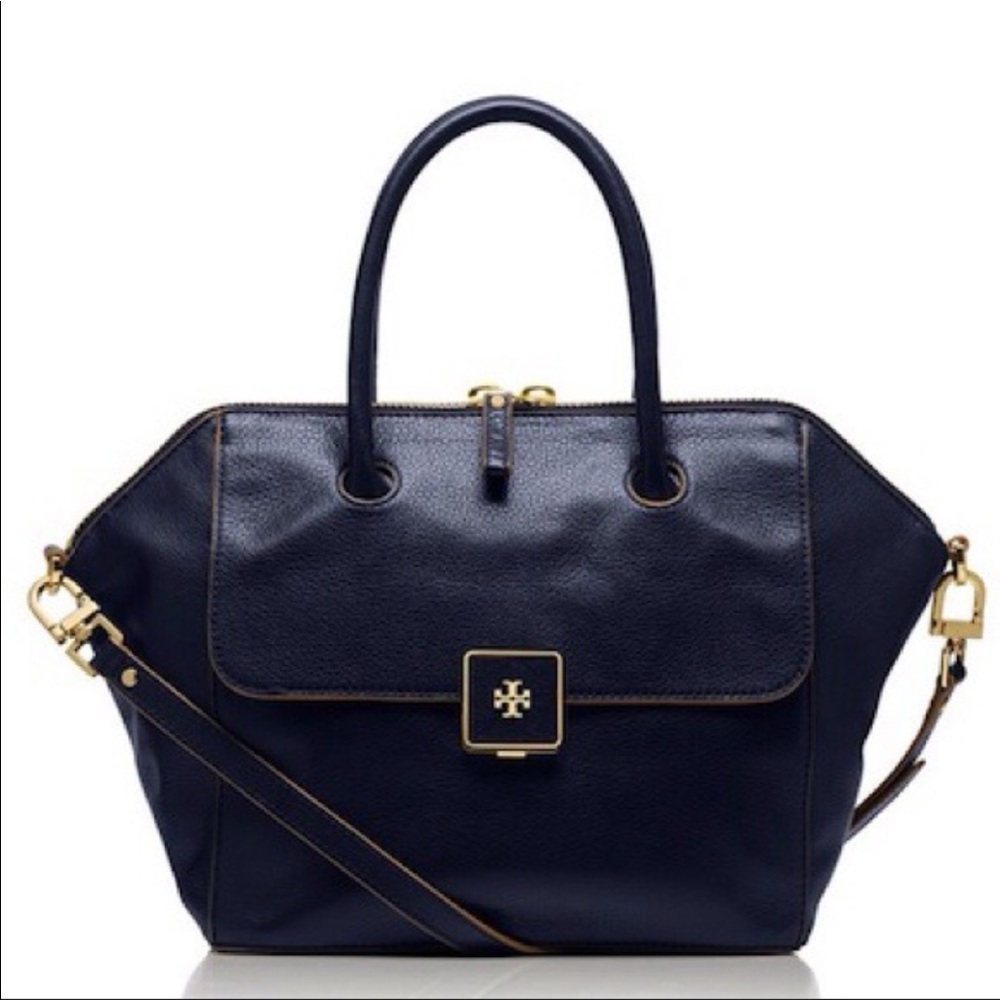 W/ DUSTBAG👍Tory Burch Large Clara Satchel - Navy